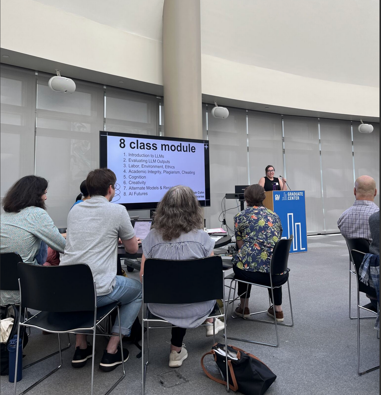 Faculty member presenting an 8-class module on critical AI literacy at the CUNY Graduate Center