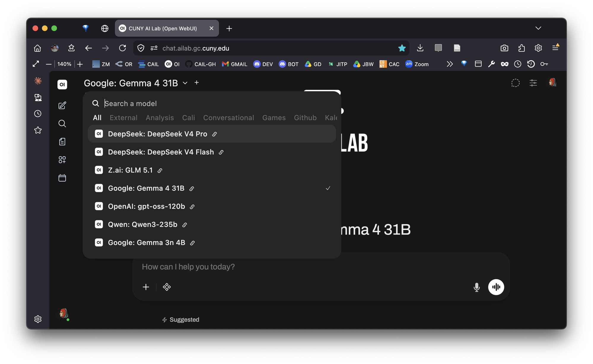 Step 3: choosing a model in the Sandbox