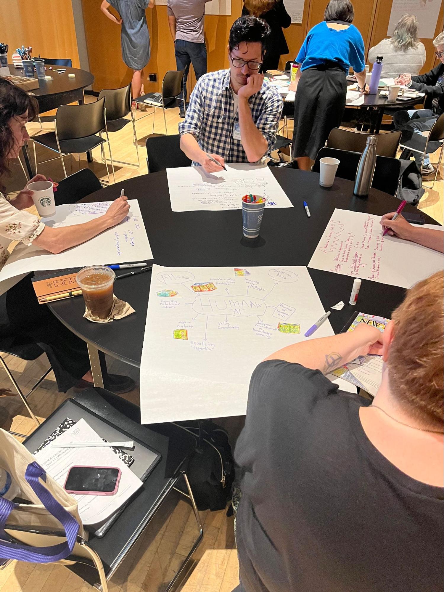 Faculty working collaboratively at a table during a CALI community of practice session