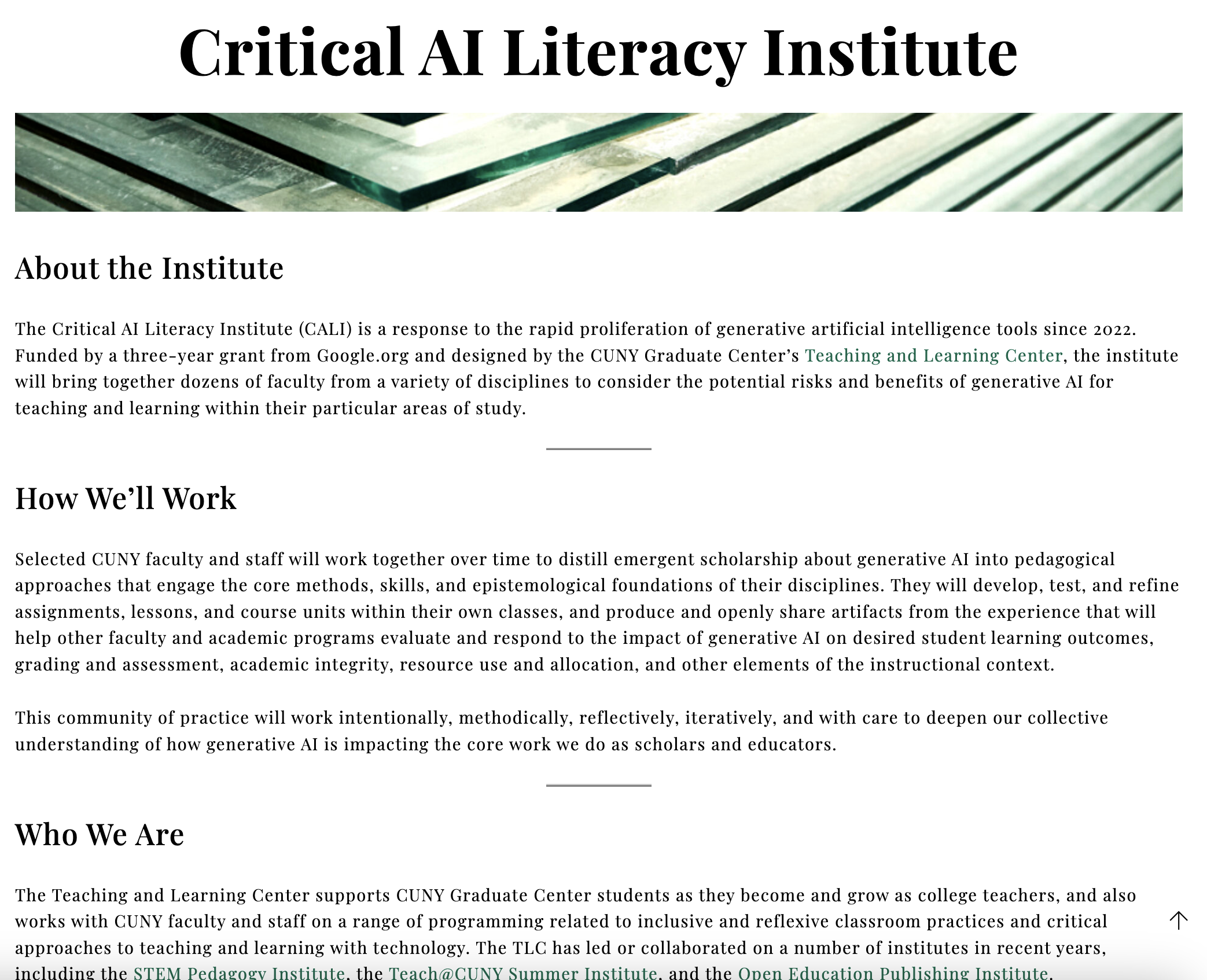 CALI website home page screenshot