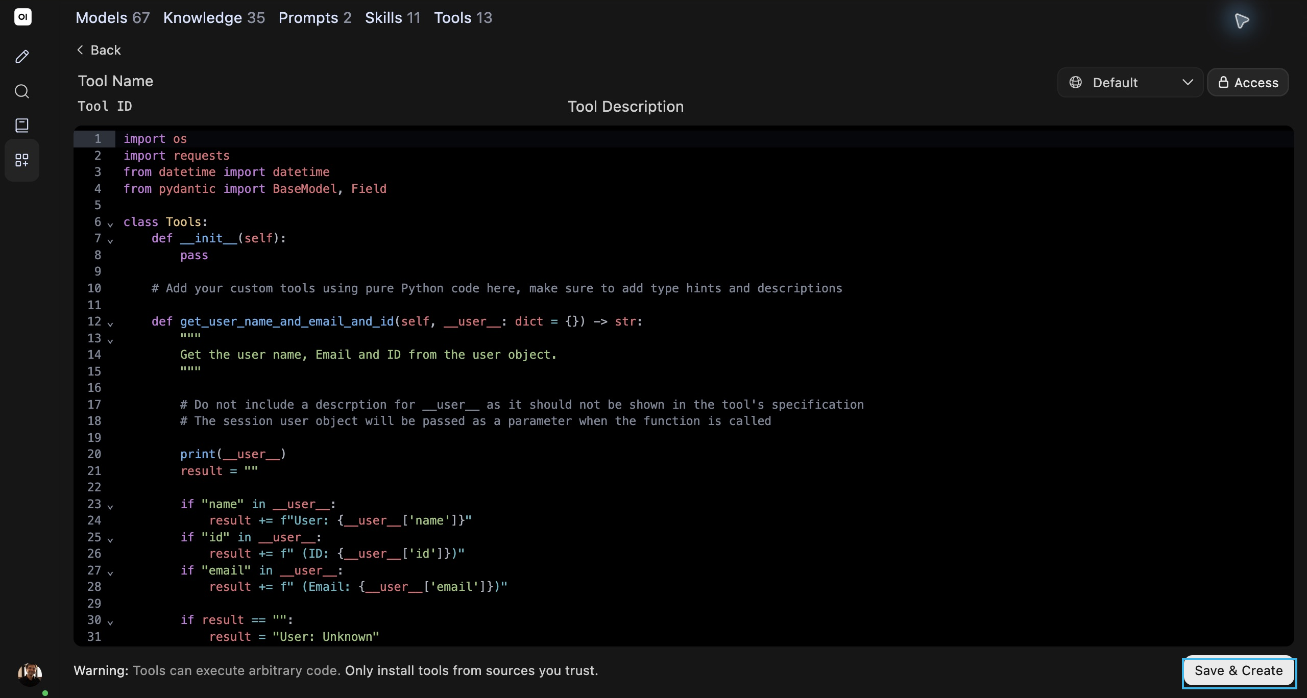 Actual full page reference for Access and Save